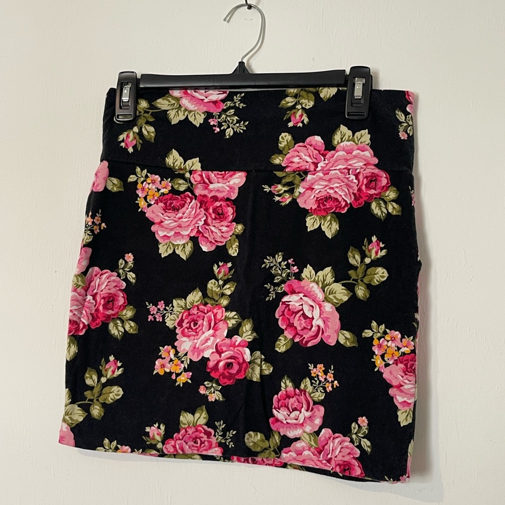 Papaya Black and Pink Floral Mini Skirt